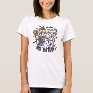 Cute Witch Girl & Mischievous Mummy Boy T-Shirt