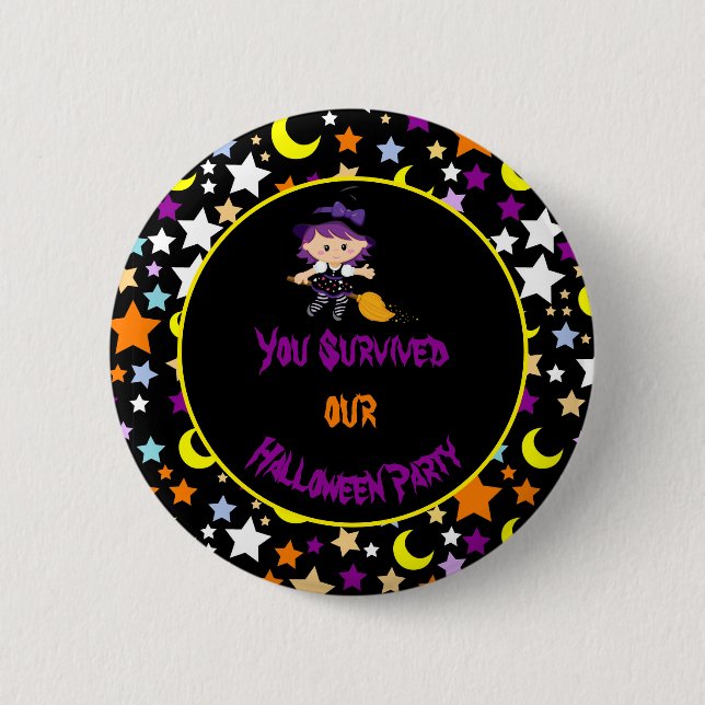 Cute Witch Halloween Costume Party 2 Inch Round Button (Front)