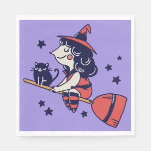 Cute Witch Halloween paper napkins