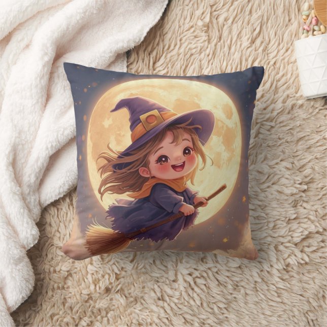Cute Witch Halloween Pillow – Spooky Decor (Blanket)