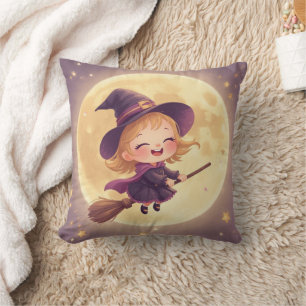 Cute Witch Halloween Pillow – Spooky Decor