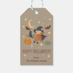 Cute Witch Happy Halloween Gift Tag