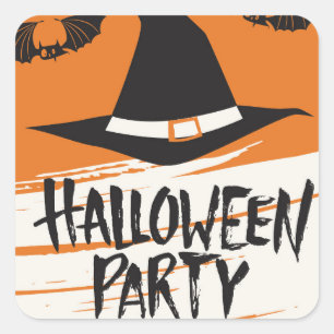 Cute Witch Hat Halloween Party Square Sticker
