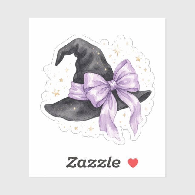 Cute Witch Hat With Large Purple Bow Halloween  (Sheet)