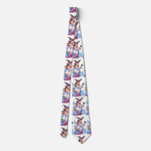 Cute Witch Holding Black Cat Thunder_Cove Tie