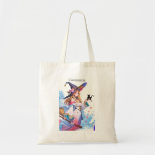 Cute Witch Holding Black Cat Thunder_Cove Tote Bag