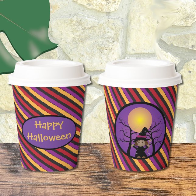 Cute witch kid Halloween party paper cup (Creator Uploaded)
