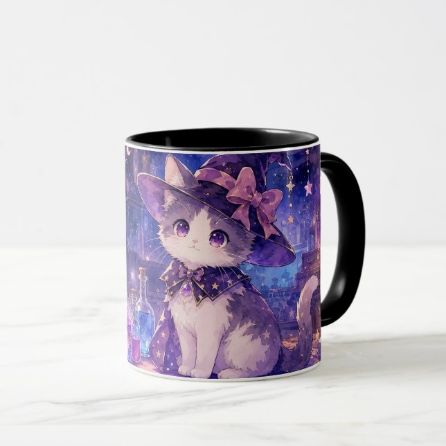 Cute Witch Kitten Mug (Front Right)