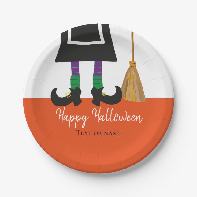 Cute Witch Legs Happy Halloween Personalized Paper Plate (Front)