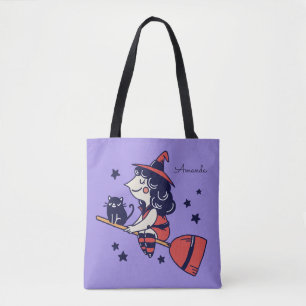 Cute Witch nom personnalisé Sacs Halloween