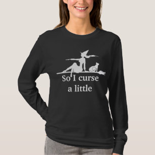Cute Witch on Broom, Curses Black  T-Shirt