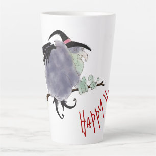 Cute Witch on her broomstick Halloween LM Latte Mug