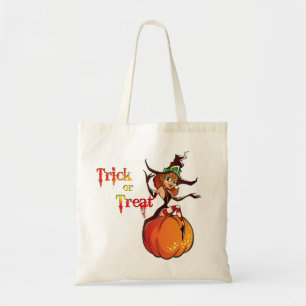 Cute Witch on Pumpkin Halloween Bags