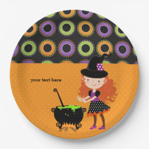 Cute witch paper plate