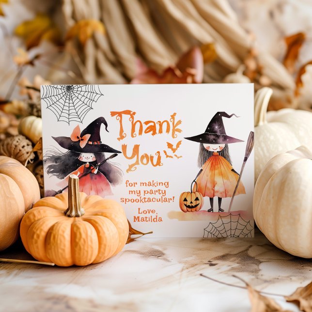 Cute Witch party Halloween birthday thank you Card (Creator Uploaded)