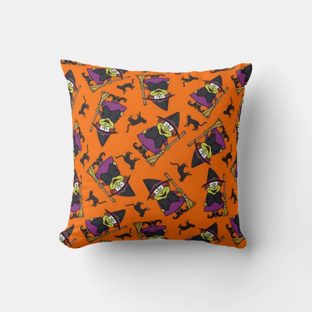 Cute Witch Pattern Throw Pillow (Front)
