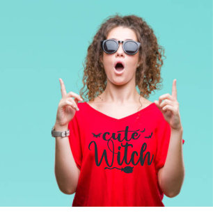 Cute Witch Red Womens Halloween T-Shirt