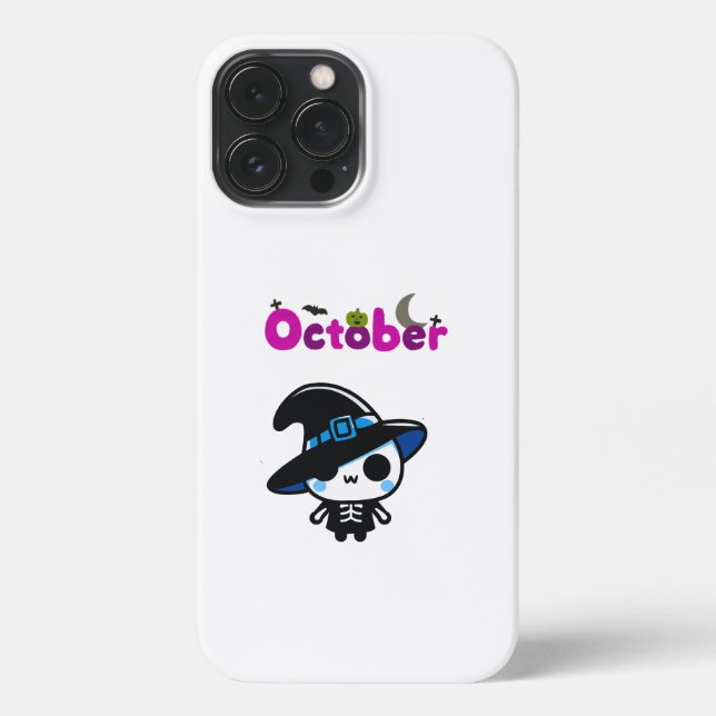 Cute Witch Skeleton for October iPhone Case (Back)
