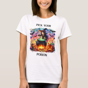 Cute Witch Stirring Cauldron T-Shirt