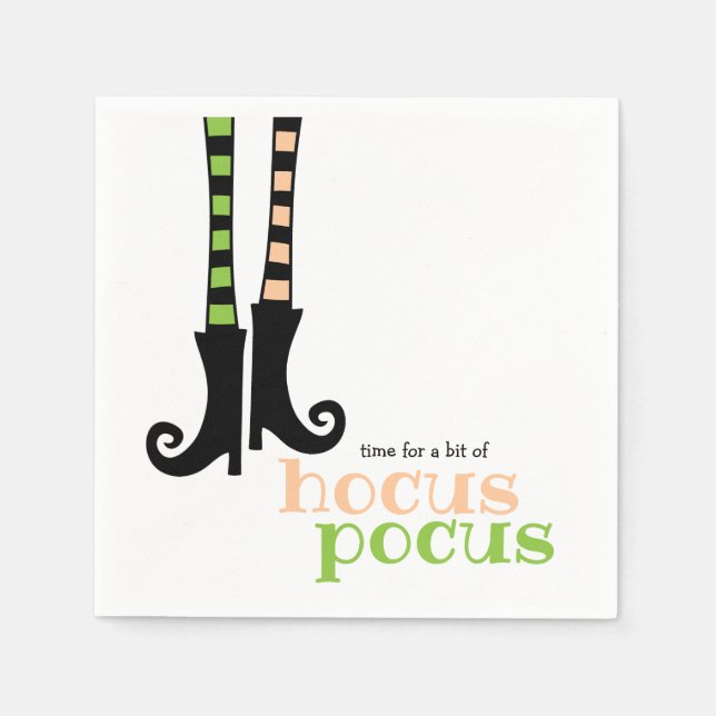 Cute Witch Stockings Boots Hocus Pocus Halloween Napkin (Front)