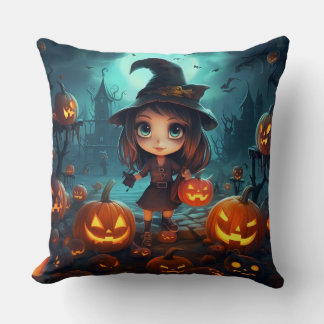 Cute Witch Throw Pillow