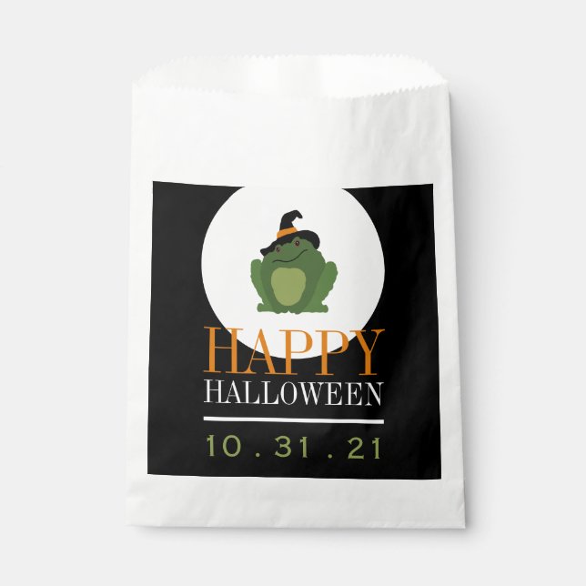 Cute Witch Toad, Halloween Favour Bag (Front)