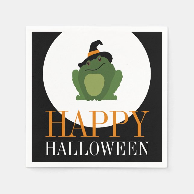 Cute Witch Toad, Happy Halloween Napkin (Front)