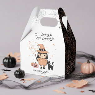 Cute Witch Trick Or Treat Halloween Black ID1325 Favor Box