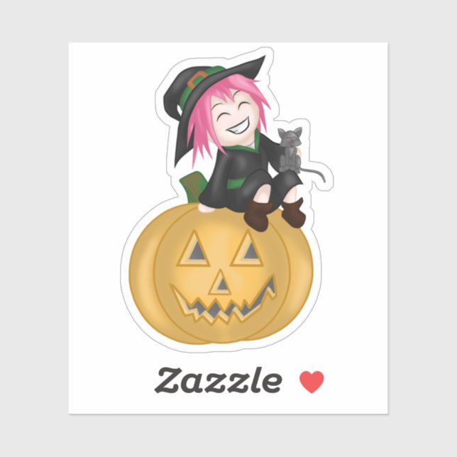 Cute Witch with a Pumpkin (Sheet)