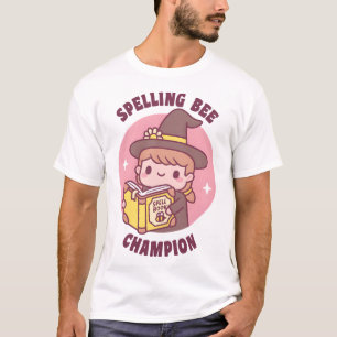 Cute Witch With Spell Book, Spelling Bee Champion T-Shirt
