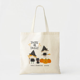 Cute witches and Pumpkin trick or treat halloween  Tote Bag