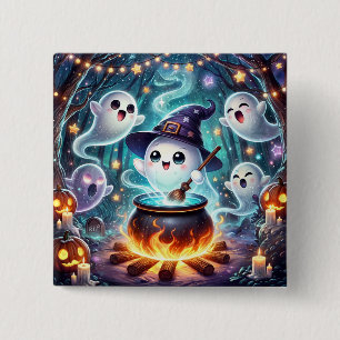 Cute Witchy Ghost Halloween Party Favour 2 Inch Square Button