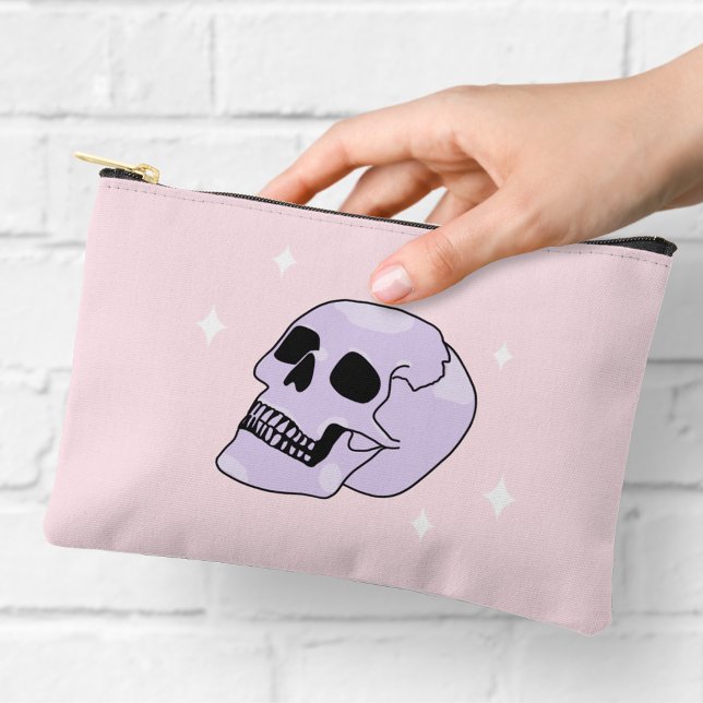 Cute Witchy Skull Pink and Purple Zipper Pouch (Creator Uploaded)