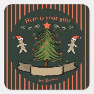 Cute! with space to write your name Christmas gift Square Sticker