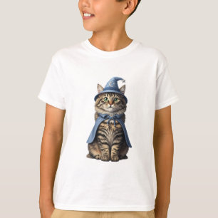 Cute Wizard Cat Illustration Kids T-Shirt