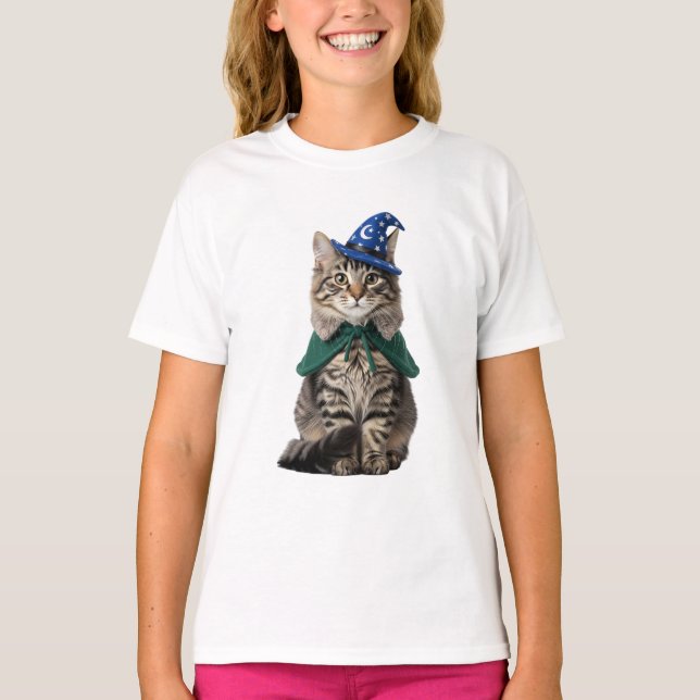 Cute Wizard Cat Kids T-Shirt (Front)