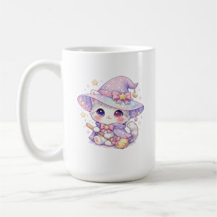 Cute Wizard Kitty – Kawaii Pastel Magic Cat Coffee Mug