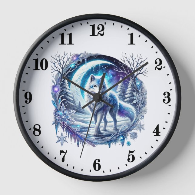 Cute wolf animal lovers  clock (Front)