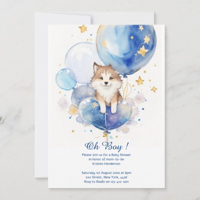 Cute Wolf Baby Shower Theme Invitation (Front)