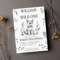 Cute wolf cub wild one woodlands birthday party