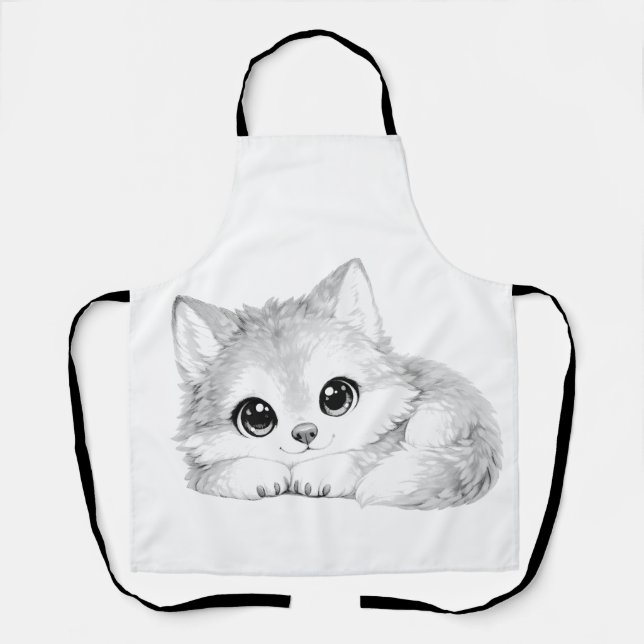 Cute Wolf Cub with Big Eyes Clear Stadium Bag Apron (Front)
