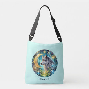 Cute wolf lovers add name crossbody bag