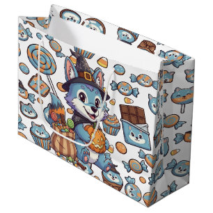 Cute Wolf Pack Halloween Large Gift Bag