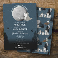 Cute Wolf Pack Woodland Moon Howling Baby Shower