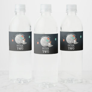 Cute Wolf Pack Woodland Moon Howling Birthday Water Bottle Label