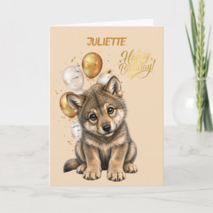  Cute Wolf Pup, Birthday Card 