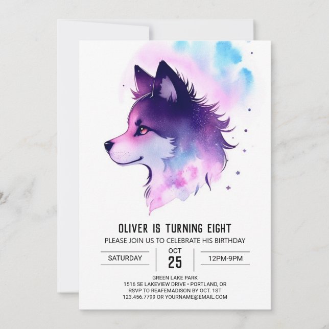 Cute Wolf Pup's Howling Birthday Invitation (Front)