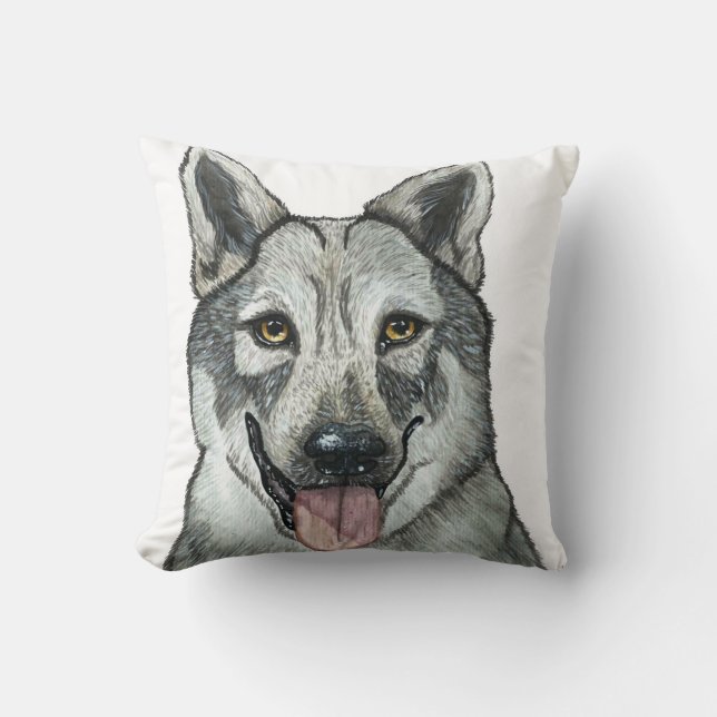 Cute Wolf Wildlife Nature Portrait  Throw Pillow (Front)