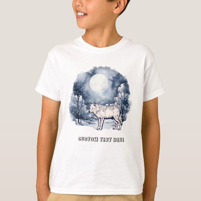 Cute Wolf with custom text T-Shirt (Front)