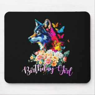 Cute Wolf With Flowers For The Birthday Girl Women Mouse Pad